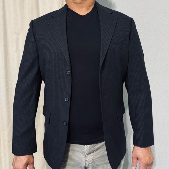 Gianpaolo Malibu Clothes Men Pinstripe Wool Blazer Suit Jacket Beverly Hills 37R
